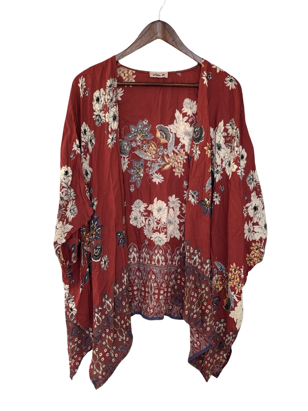 Lola Floral Kimono Cardigan - Red and White